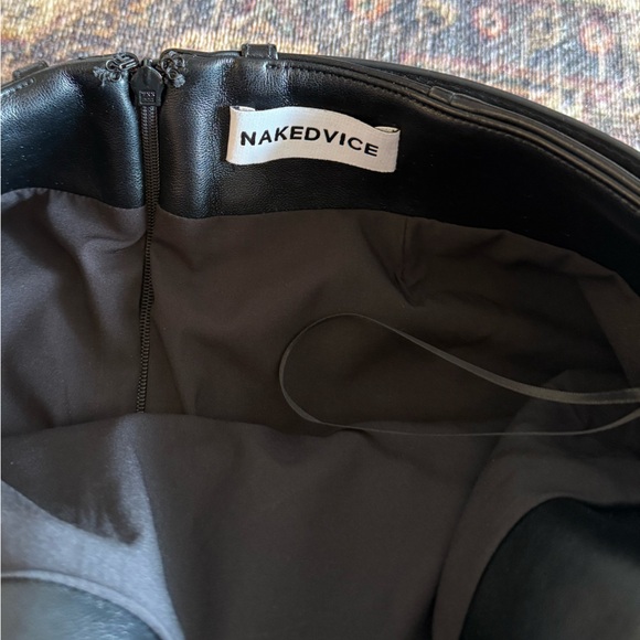 Naked Vice Faux Leather Black Mini Skirt With Silver Belt XS - Picture 5 of 7